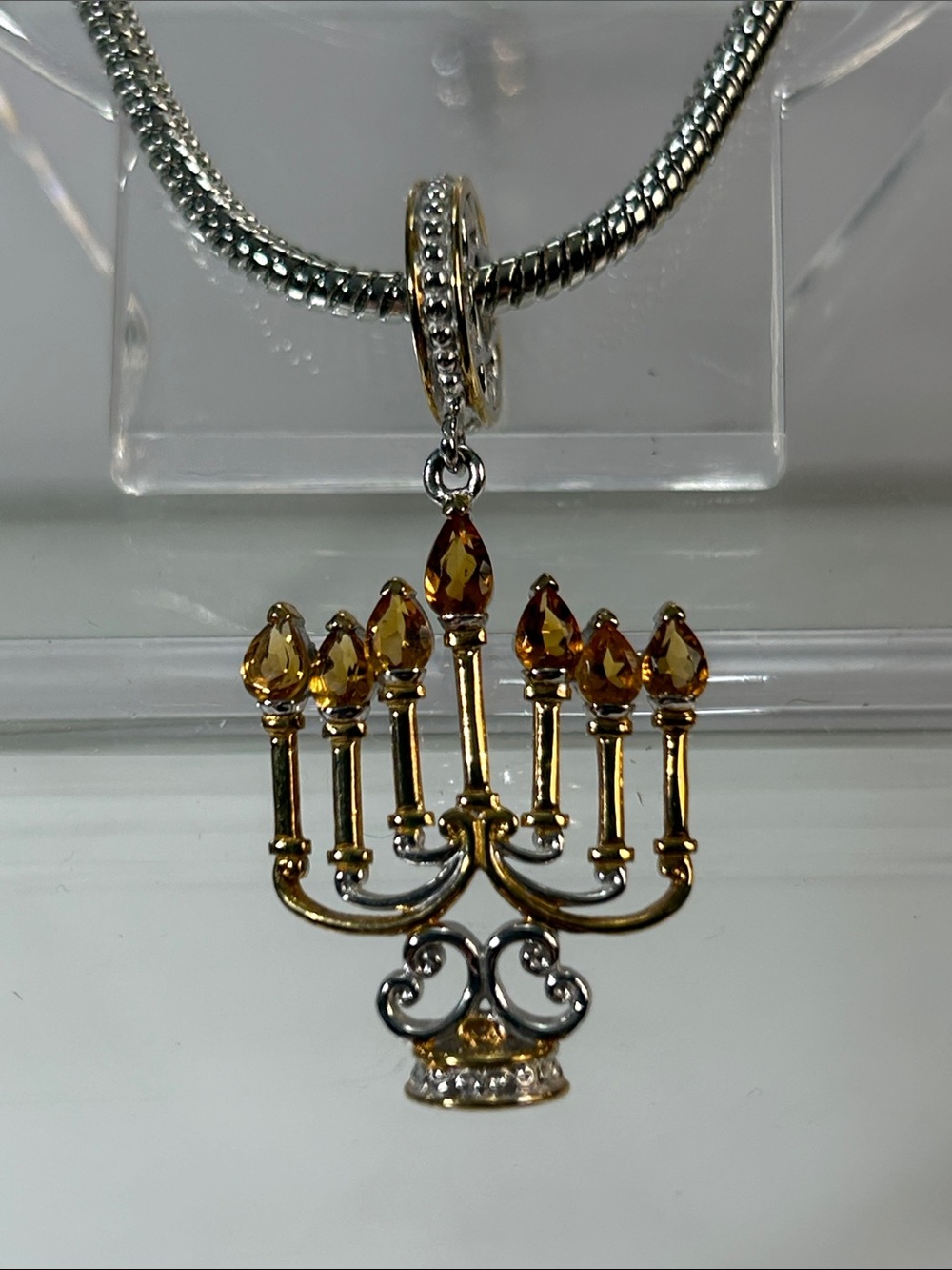 NWOT Gems En Vogue Palladium 18k Accent Genuine Citrine Euro Style Charm